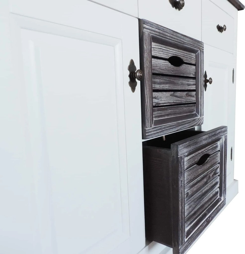 Comodă lemn masiv alb Harley /Maro, 112 × 38 × 90 cm