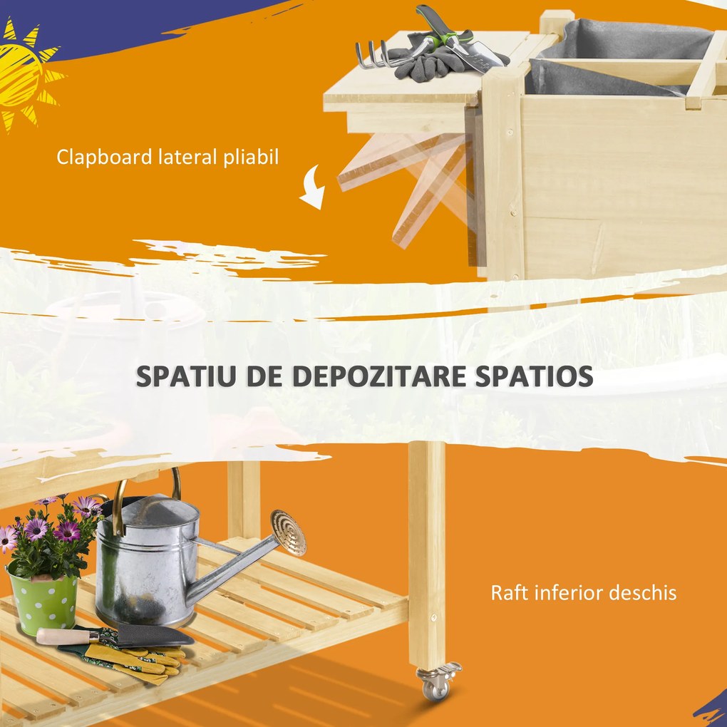 Outsunny Jardiniera din lemn pentru gradina, 123x54x74cm, maro | Aosom Romania