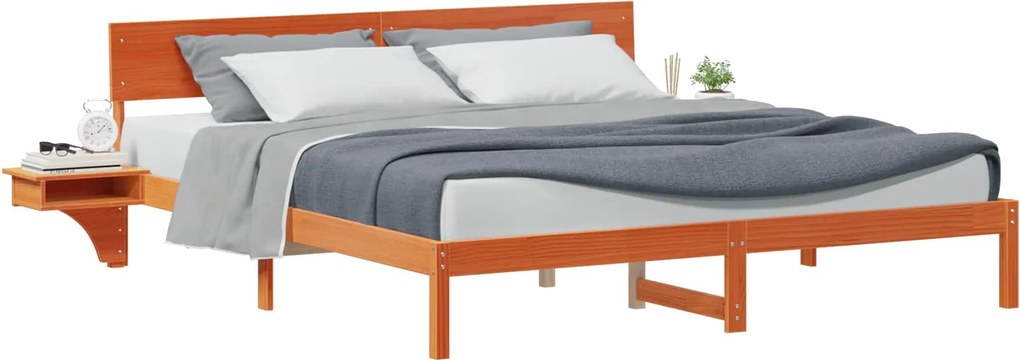 vidaXL Cadru de pat Maroniu cerat 200 x 200 cm Lemn de pin masiv