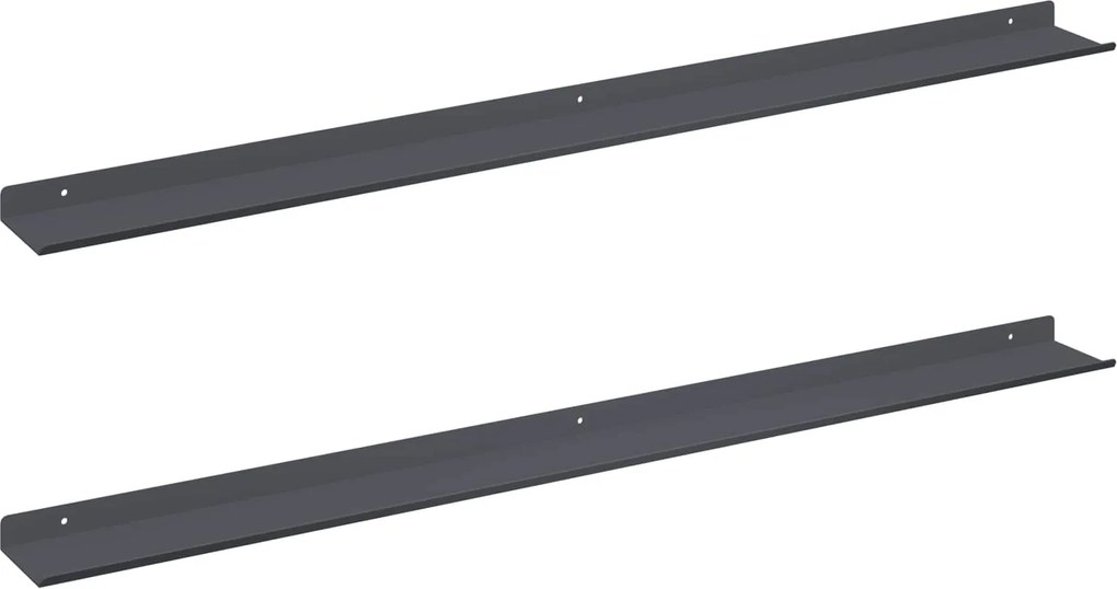 vidaXL Raft suspendat Pe perete 2 pcs Antracit 100 x 9 x 2,5 cm Oțel