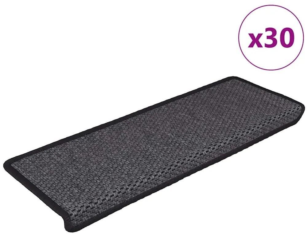 vidaXL Covorașe autoadezive scări 30 buc antracit 65x21x4 aspect sisal
