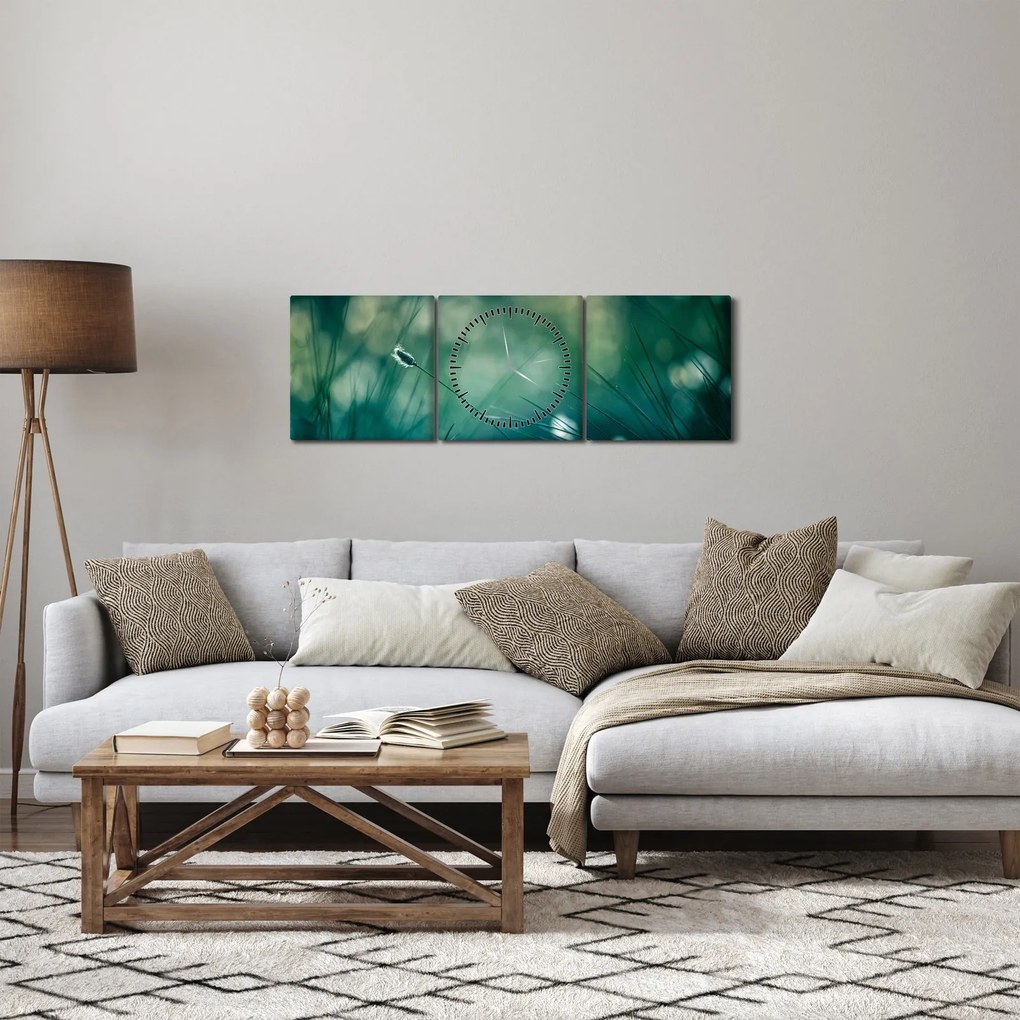 Tablou - Detaliu iarbă (cu ceas) (90x30 cm)