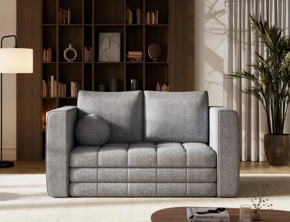 Canapea Kastol , gri bouclé extensibil, 137x71x74 cm – Royal 04