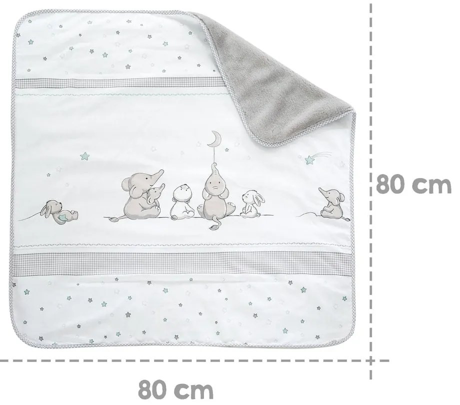 Pătură pentru copii albă/gri din micropluș/cocolino 80x80 cm Sternenzauber – Roba