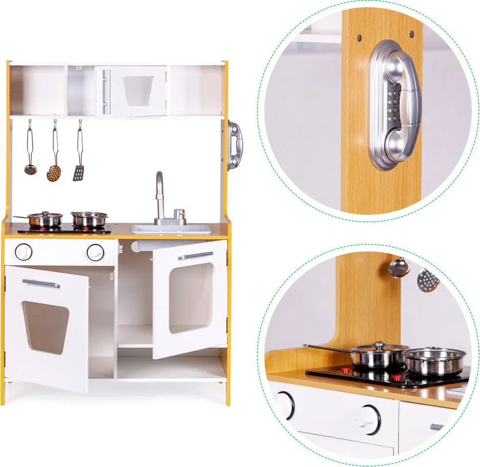 Bucătărie de jucărie din lemn cu sobe multimedia