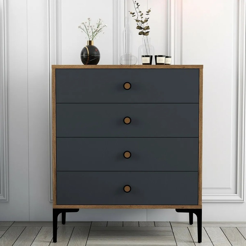 Comodă Lizbon Anthracite and Walnut