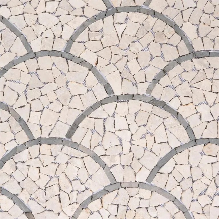 Mozaic din piatră naturală, evantai, bej, 0,98 m²