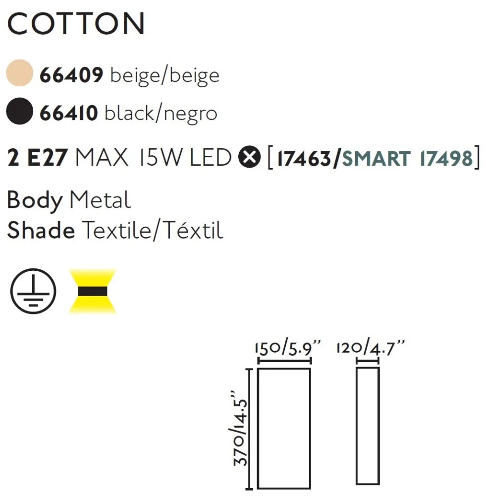 Aplica de perete ambientala design modern COTTON Round 2L bej