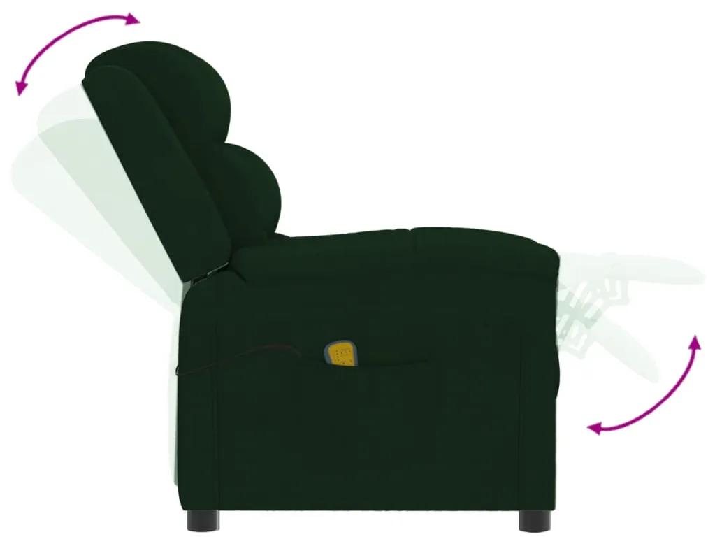Fotoliu de masaj rabatabil, verde inchis, catifea 1, Morkegronn