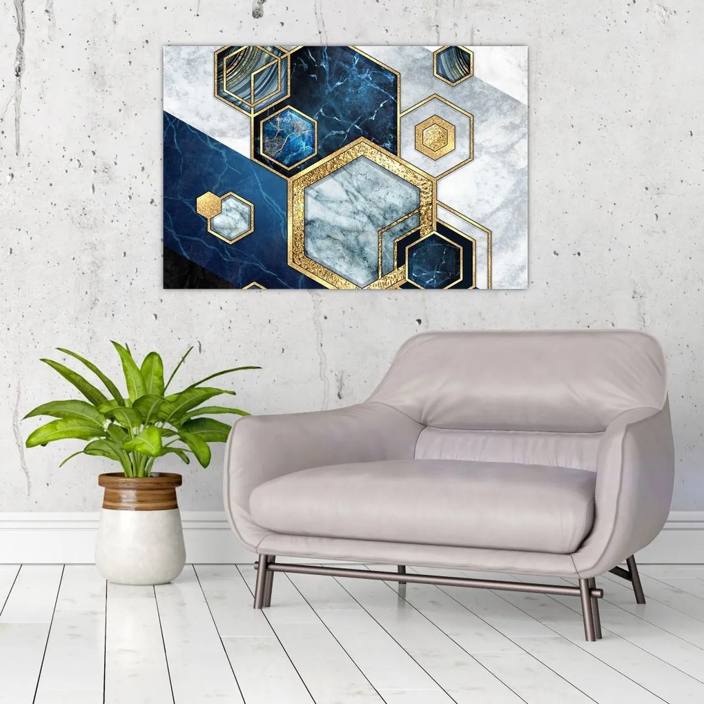 Tablou - Hexagoane de marmură (90x60 cm)
