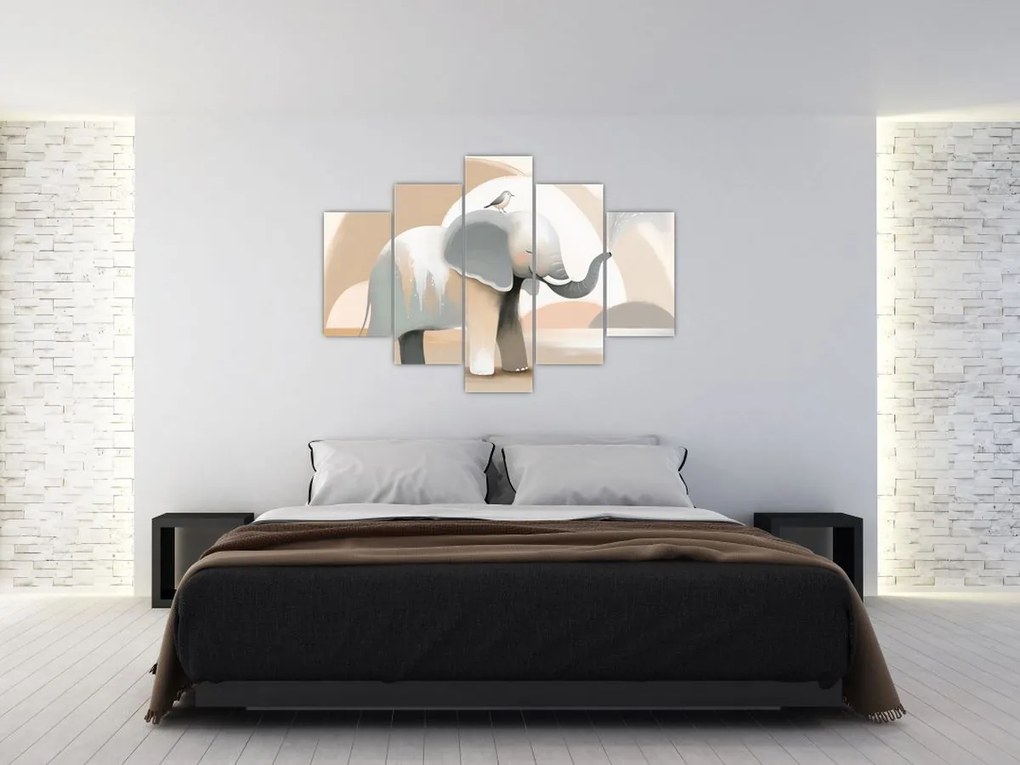 Tablou - Elefant în culori pastel (150x105 cm)