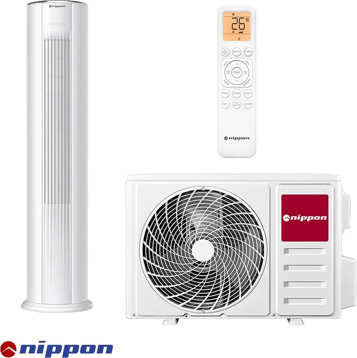 Aparat de aer condiționat de tip coloană Nippon NPC-24MCFL, 24.000 BTU, 45 m², A++/A+, R-32, alb