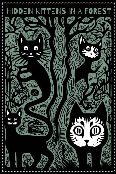 Ilustrație Hidden kittens in a forest, Chrisseee