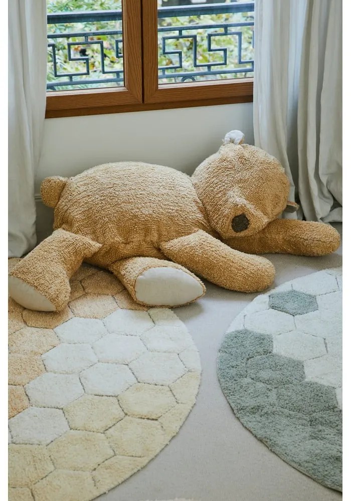 Covor galben ocru lavabil/țesut manual rotund din bumbac ø 140 cm Honeycomb Golden – Lorena Canals