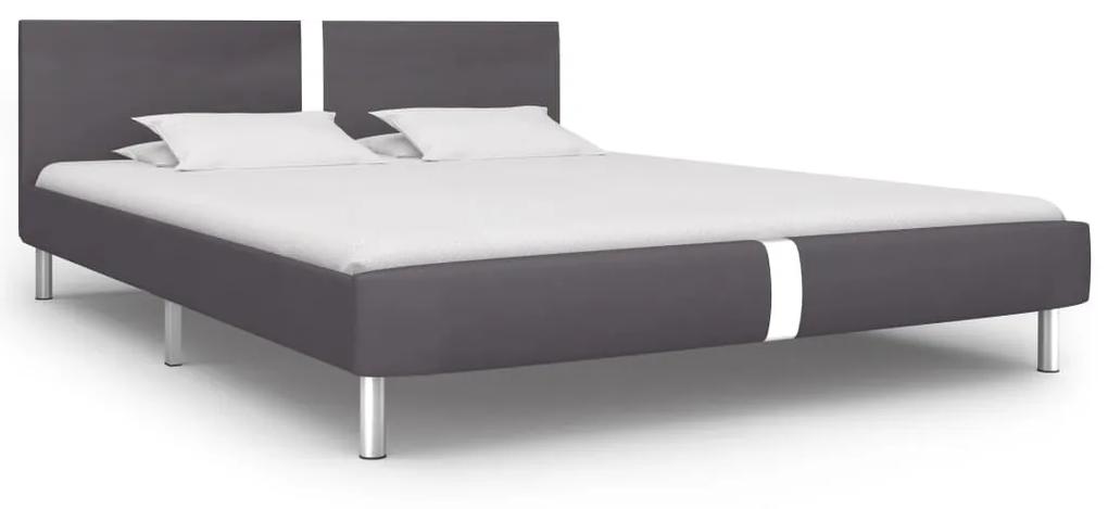 280839 vidaXL Cadru de pat, gri, 160 x 200 cm, piele ecologică