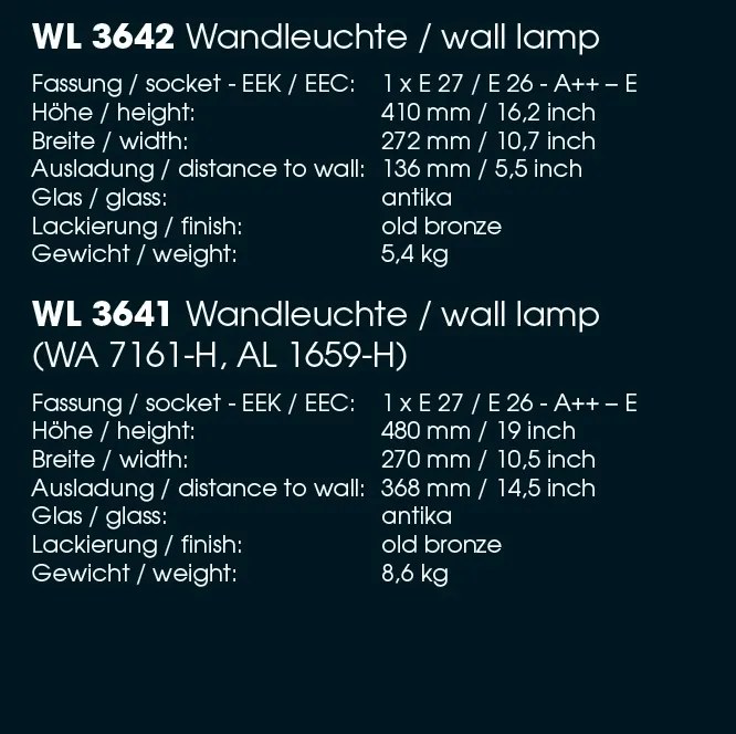 Aplica iluminat exterior din fier forjat, WL 3641