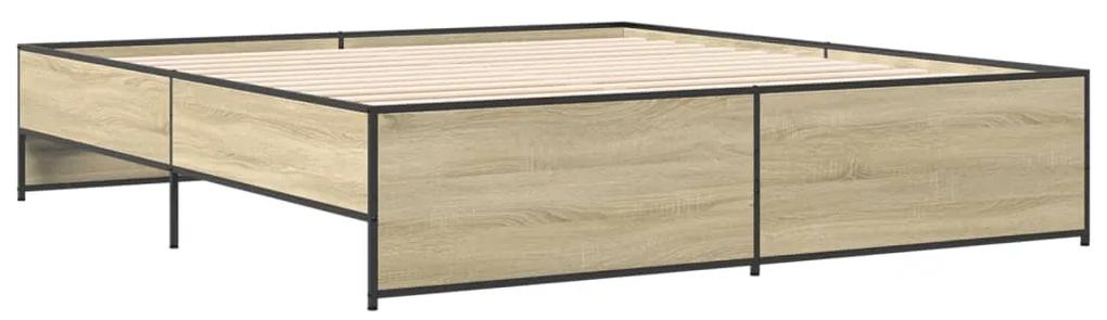 3279873 vidaXL Cadru de pat, stejar sonoma, 180x200cm, lemn prelucrat și metal