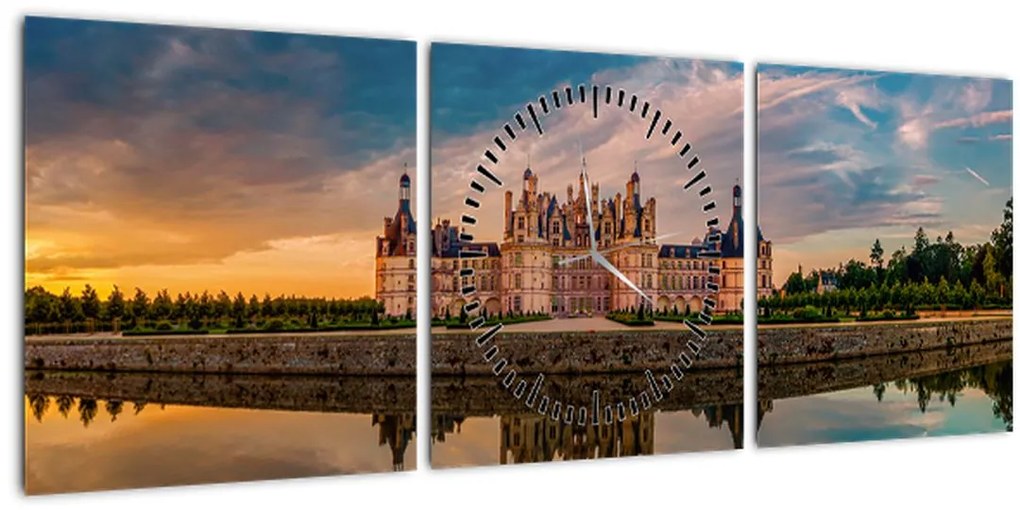 Tablou cu castel (cu ceas) (90x30 cm)