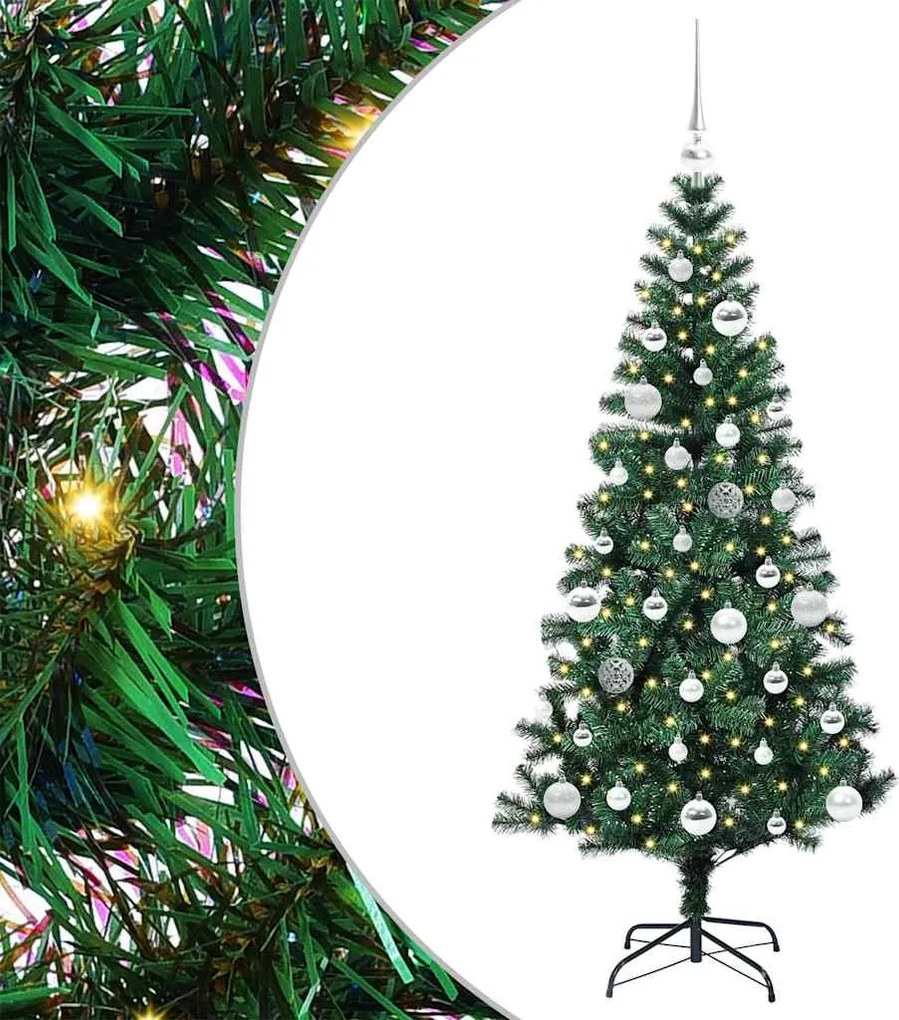 vidaXL Pom de Crăciun artificial pre-iluminat cu 150 LED Verde 150 cm