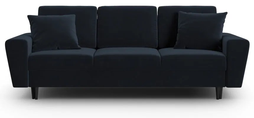 Canapea albastru-închis extensibilă, cu spațiu de depozitare cu tapițerie din catifea 235 cm Kyoto – Cosmopolitan Design