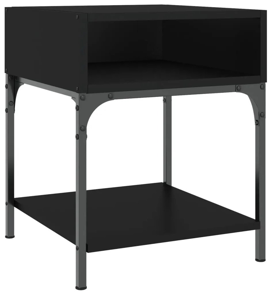 825873 vidaXL Noptieră, negru, 40x41x50 cm, lemn compozit