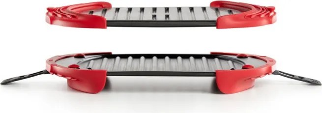Grill pentru cuptorul cu microunde Lekue 1009082, 27x20,7,8x4,4 cm, Silicon platinat, Otel cu strat antiaderent, 0 / +240 °C, Rosu
