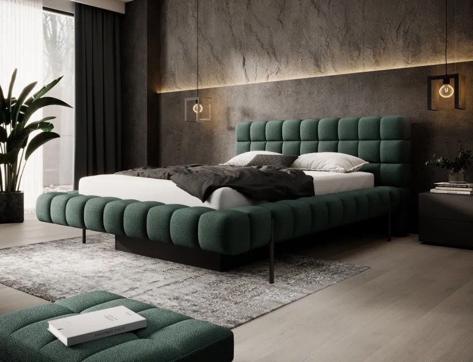 Pat tapitat, cu cadru metalic, spatiu pentru depozitare, cu mecanism de ridicare cu gaz, 140x200 cm, Magentta, Eltap (Culoare: Gri / Jaffray 03)