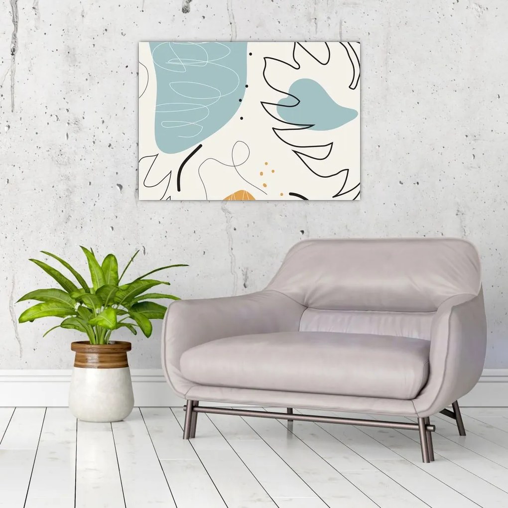 Tablou pe sticlă - Ilustrație de frunze (70x50 cm)