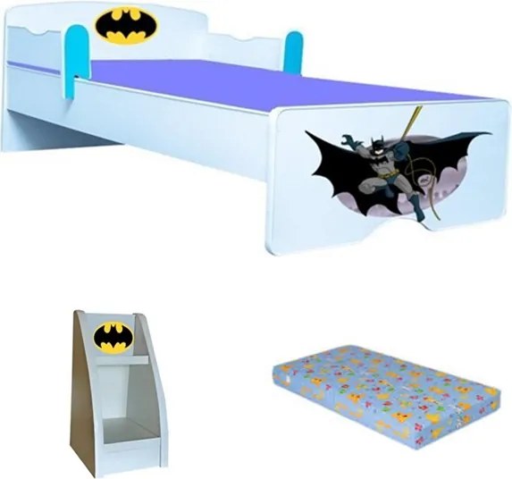 Pat copii Batman cu saltea si etajera  Cadou