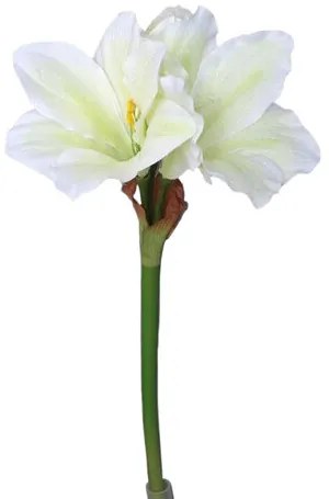 Amaryllis artificial alb-verde, 52 cm