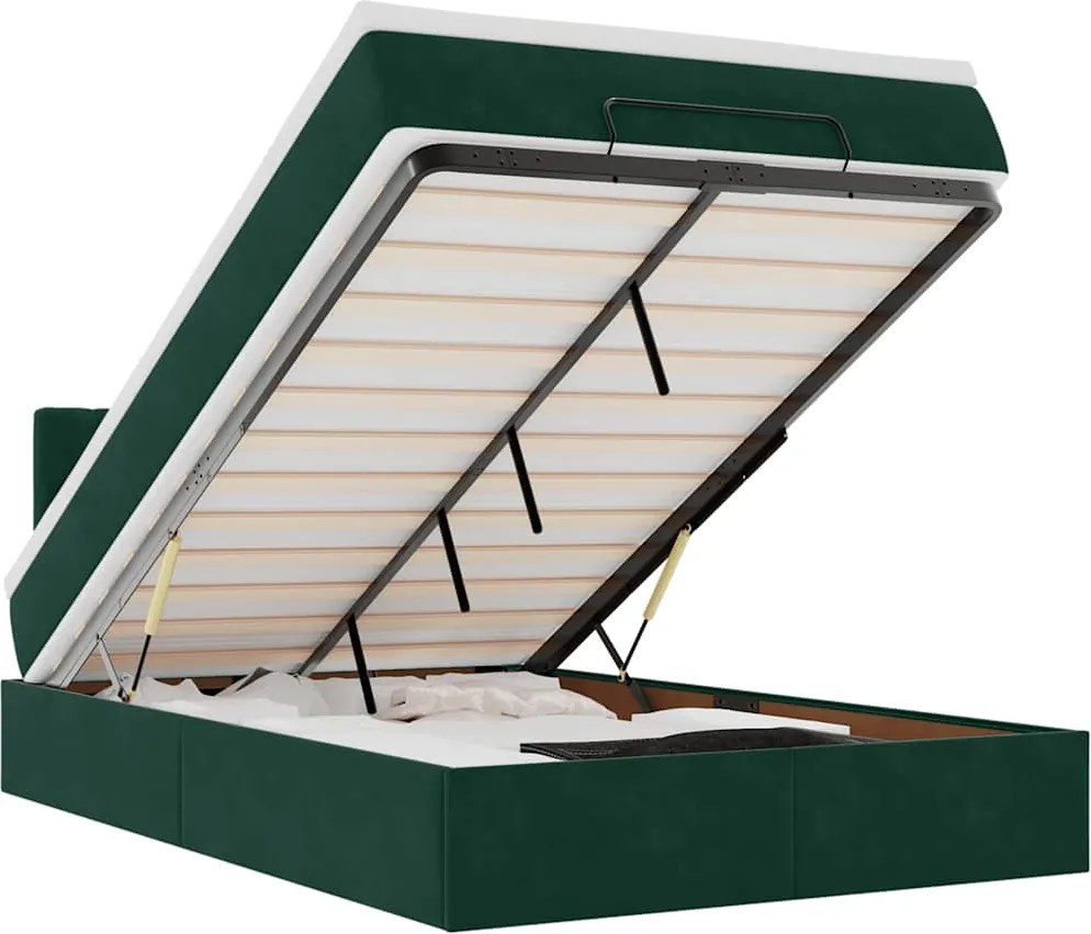 vidaXL Cadru de pat otoman cu saltea verde închis 120x200cm catifea