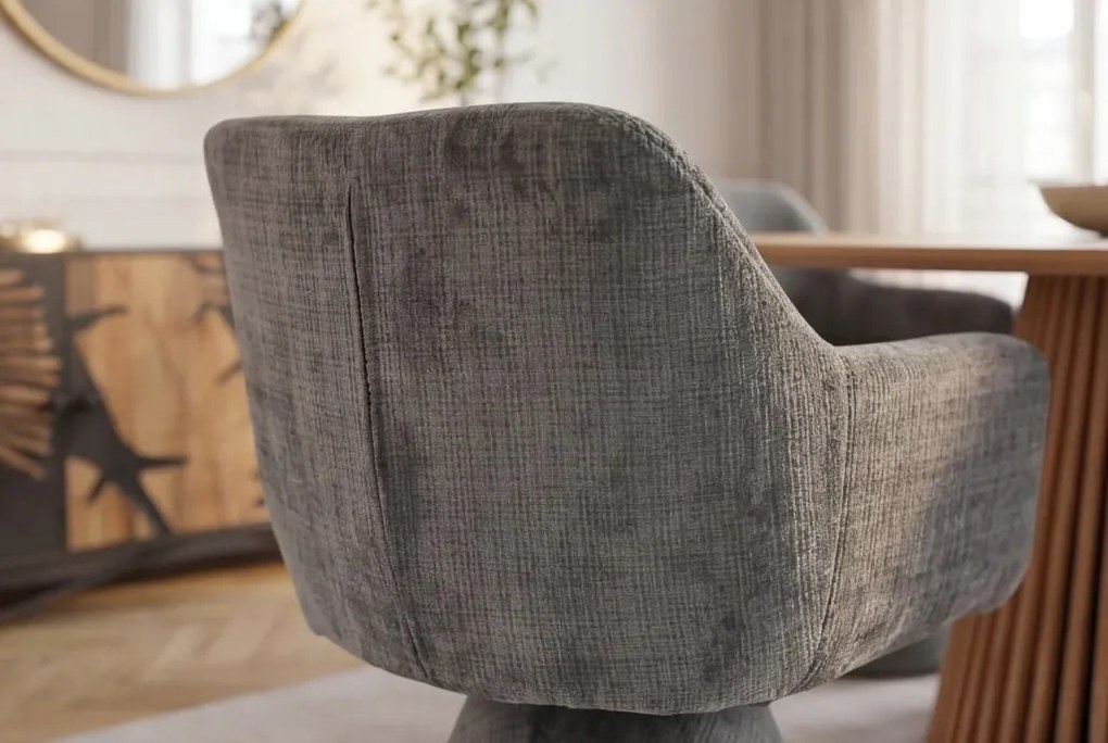 Scaun pivotant AMBIENTO tesatura Chenille gri