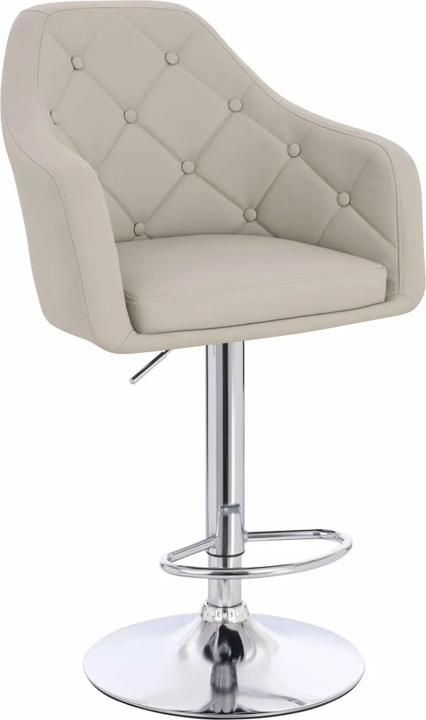 HR831W Scaun Ecru Piele Ecologica Premium Soft cu Bază Cromata