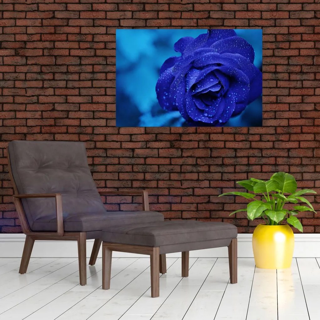 Tablou cu trandafir albastru (90x60 cm)
