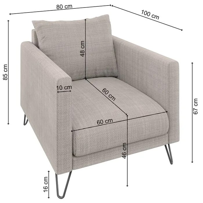 Fotoliu maro deschis cu tapițerie din chenille Freya – Ropez