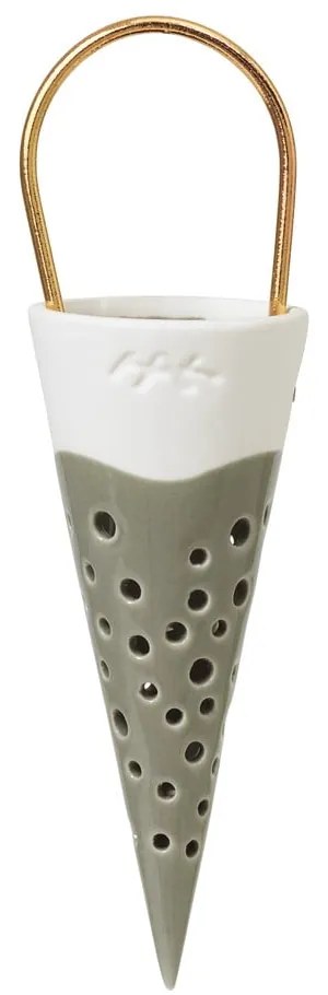 Decorațiune suspendată din ceramică Kähler Design Cone, înălțime 14,5 cm, verde