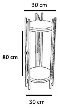 Masuta Auxiliara 1038-2, Negru / Nuc, Metal