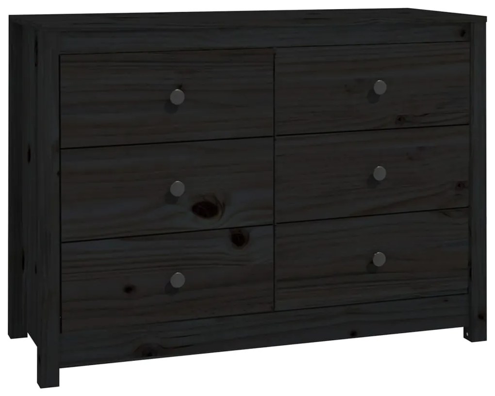 821768 vidaXL Dulap lateral, negru, 100x40x72 cm, lemn masiv de pin