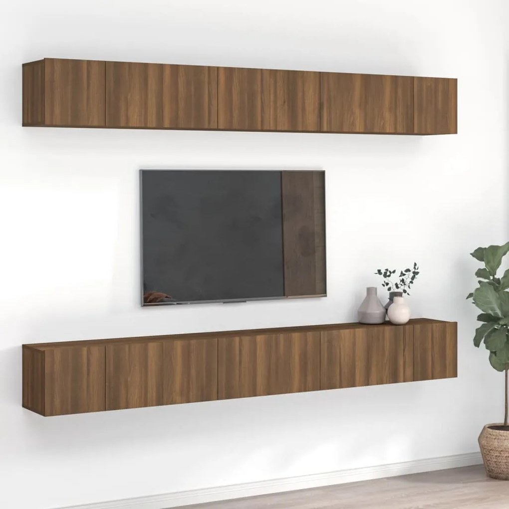 3120310 vidaXL Comode TV, 8 buc., stejar maro, 60x30x30 cm, lemn prelucrat