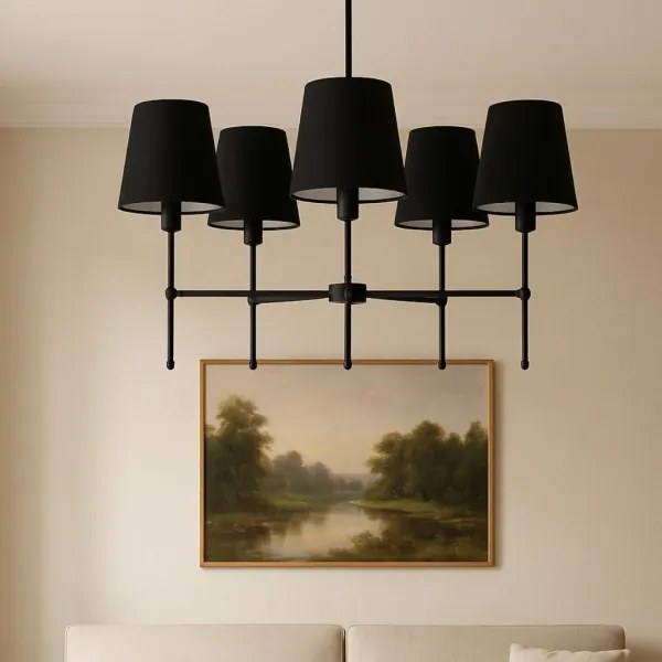 Lustră pe tijă MADELA, 5xE14/40W/230V, negru