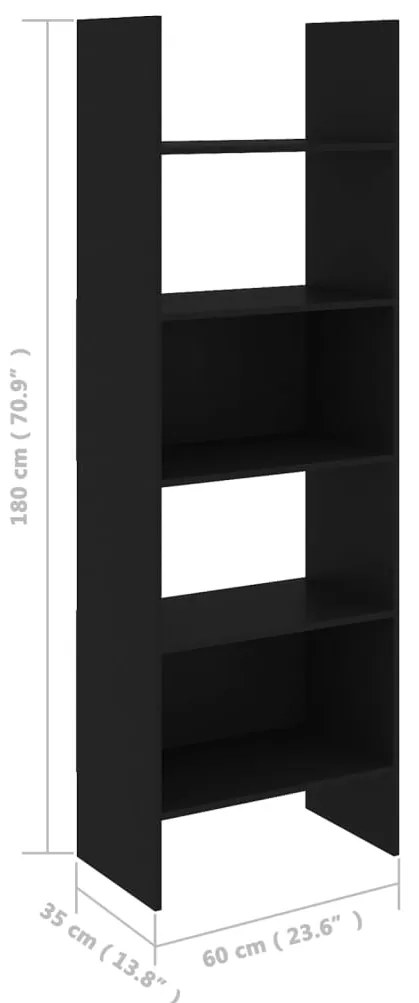 Biblioteca, negru, 60x35x180 cm, PAL 1, Negru