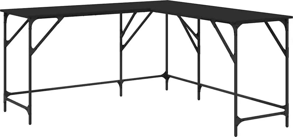 vidaXL Birou, negru, 149x149x75 cm, lemn prelucrat