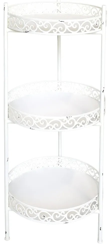Etajera, alba, din metal, cu 3 rafturi, aspect vintage