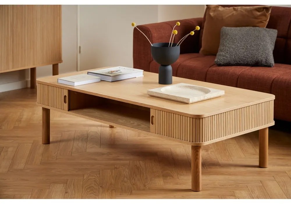 Măsuță de cafea în culoare naturală cu aspect de lemn de stejar 70x130 cm Langley – Actona