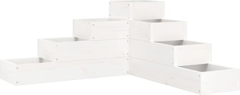 vidaXL Jardinieră grădină 4 niveluri, alb 80,5x79x36 cm lemn masiv pin