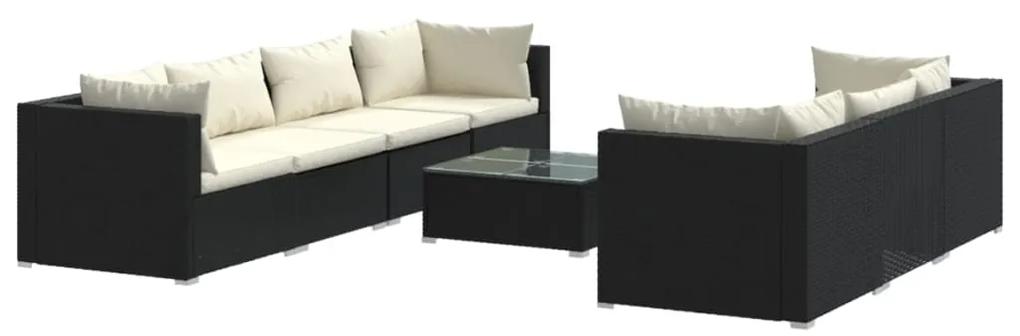 3101503 vidaXL Set mobilier de grădină cu perne, 8 piese, negru, poliratan