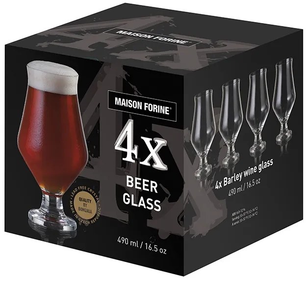 Set 4 pahare bere cu picior 490ml, Barley