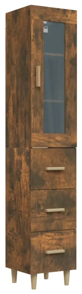 3115361 vidaXL Dulap înalt, stejar fumuriu, 34,5x34x180 cm, lemn prelucrat