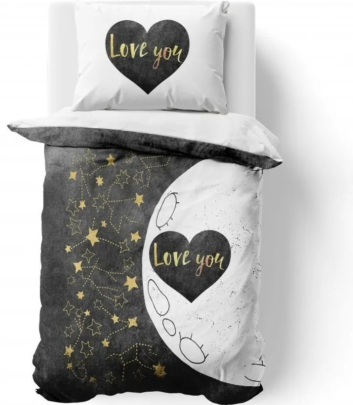 Lenjerie bumbac Kvalitex Love 3D, 140 x 200 cm, 70 x 90 cm