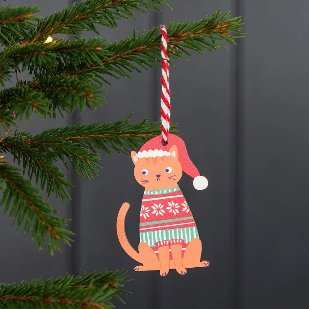 Ornament de Crăciun din lemn 5 cm Ginger Cat – Rex London